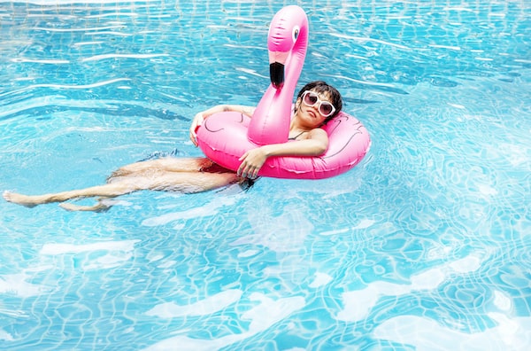 Resident catching some sun in the 805 Riverfront pool