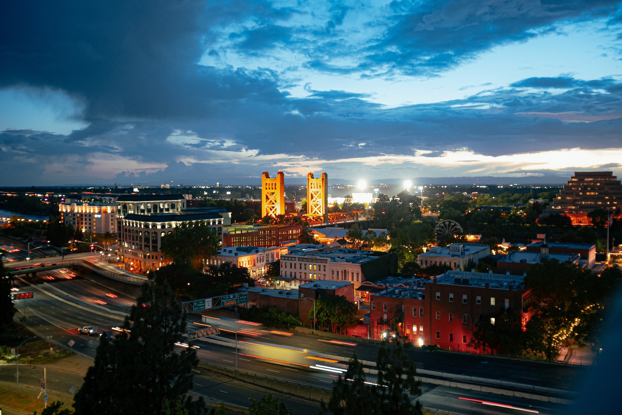 Skyline view of Sacramento and Tower Bridge