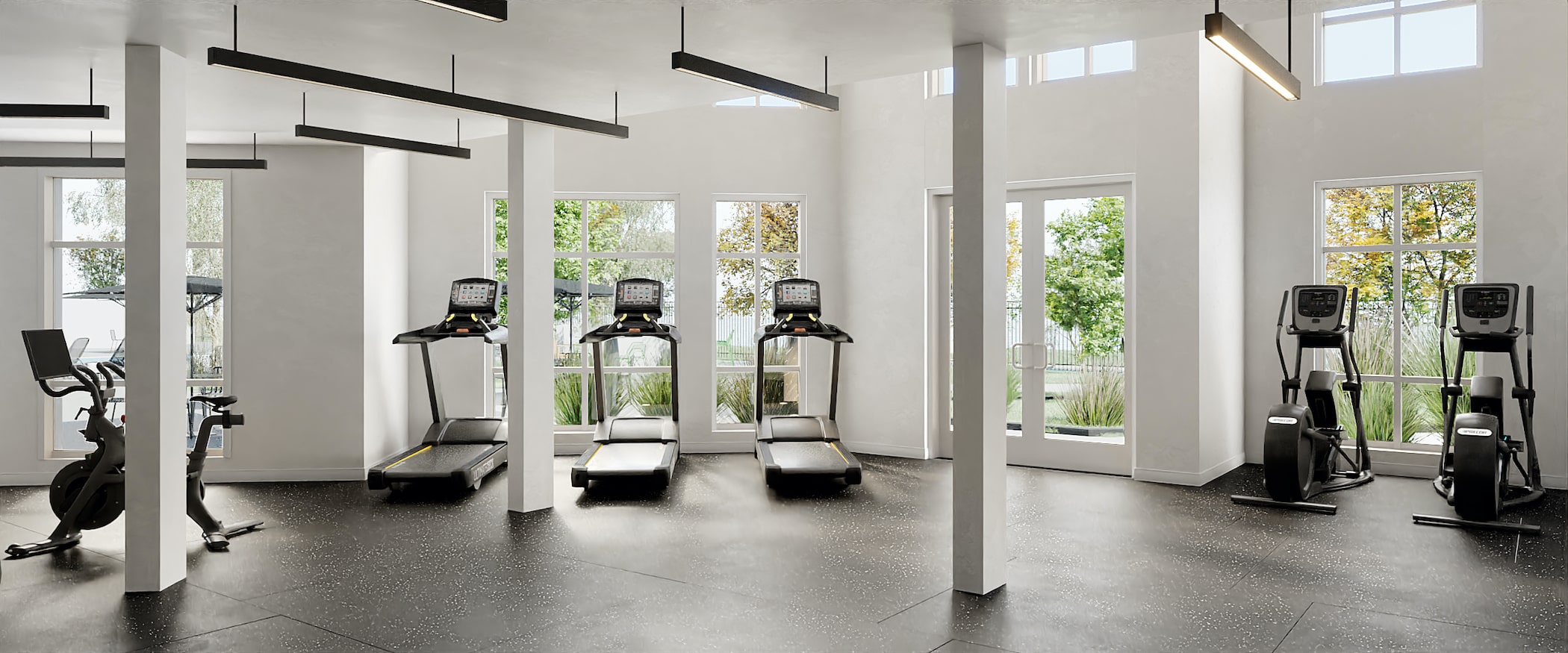 View of High-End Fitness Center at 805 Riverfront